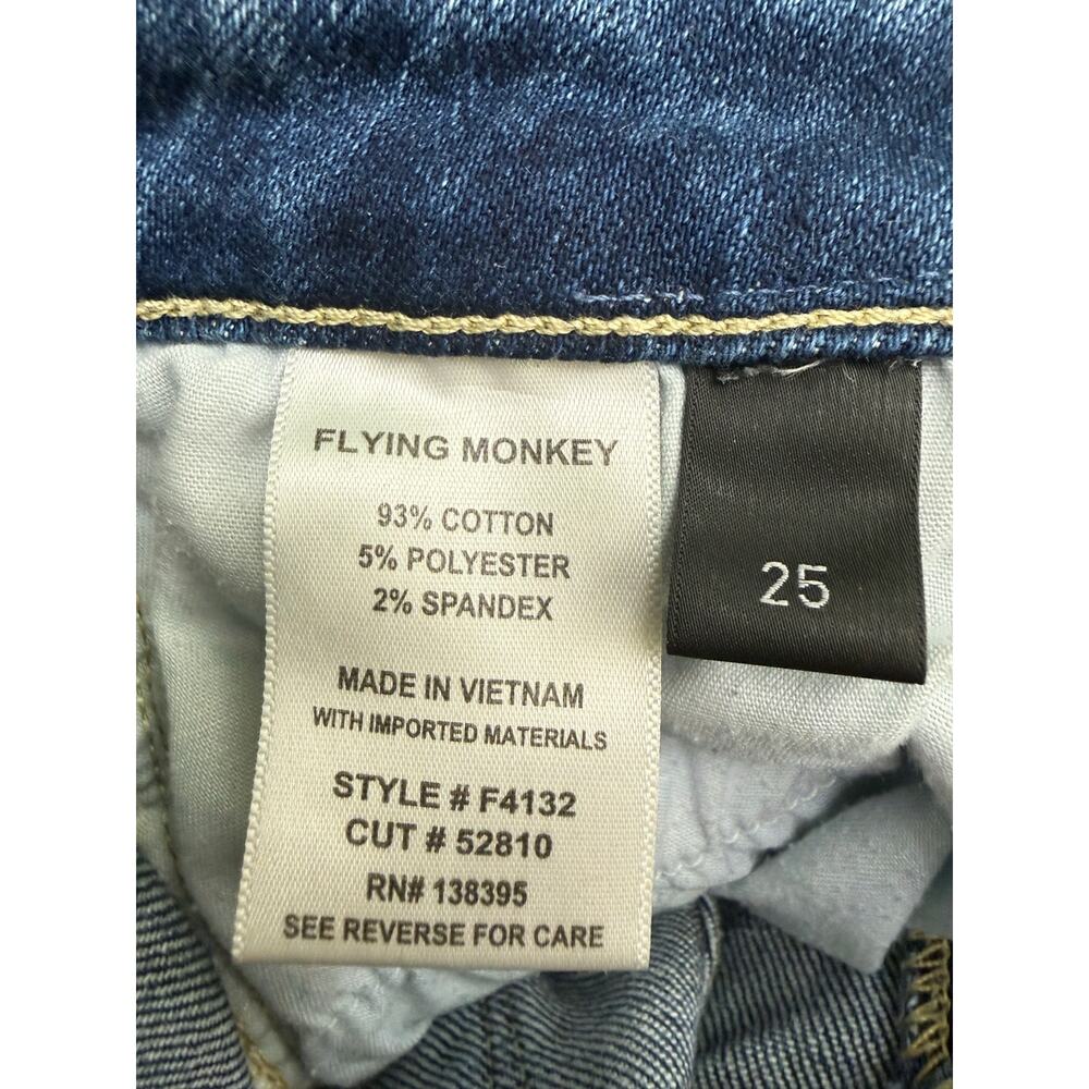 Flying Monkey size 25 button fly shark bite hem line denim jeans - Picture 3 of 4